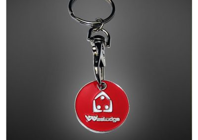 Porte-clés jeton de caddie personnalisé en métal émaillé 2D - Enamel trolley keychain 2D