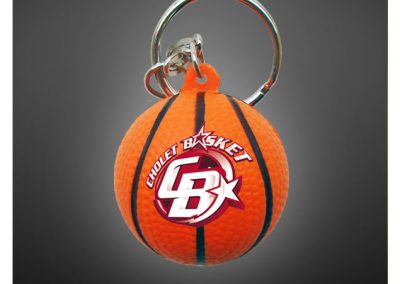 Porte clés ballon de basketball en PU antistress personnalisé par impression quadri
