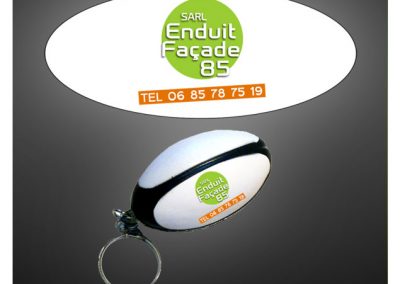 Porte clés ballon de rugby en PU antistress personnalisé par impression quadri