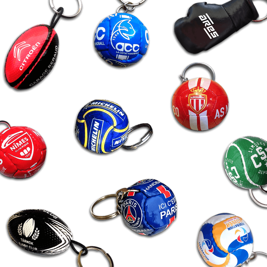 Porte-clés ballon, mini ballon et gant de boxe en imitation cuir personnalisés - Impression totale